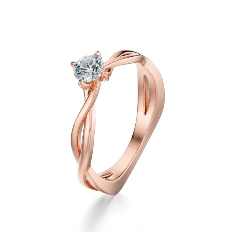 Pierścionek z diamentem różowe złoto